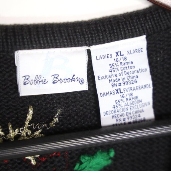 Vintage Christmas Knit Beaded Vest - Bobbie Brooks - Womens XL - Picture 3 of 4
